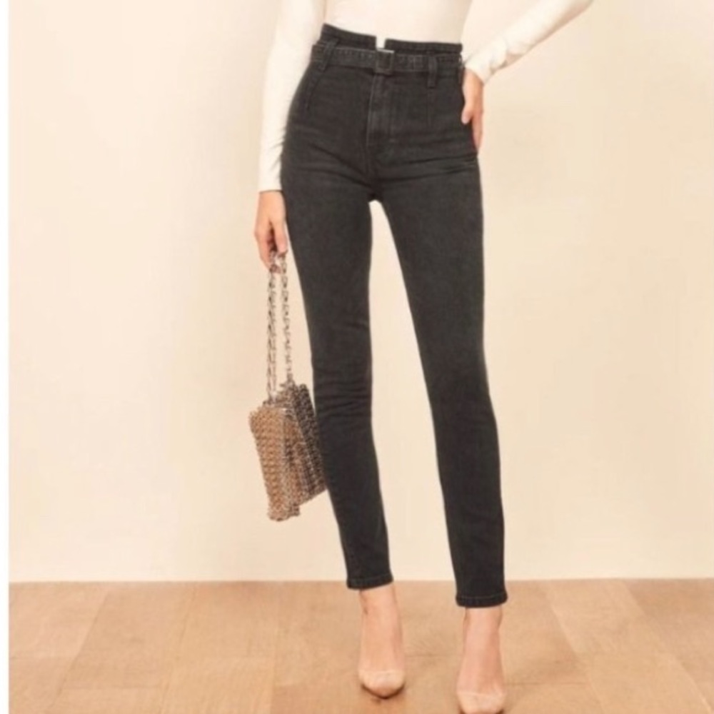 Reformation-Kayo High and Skinny belted jeans NWT